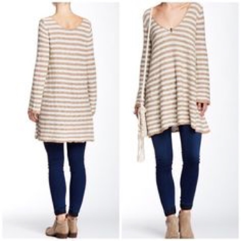 Free People Striped Swing Sweater Tunic LNWT